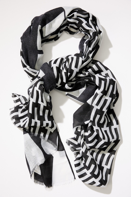Abstract Print Scarf Style P23128. Black/white. 3