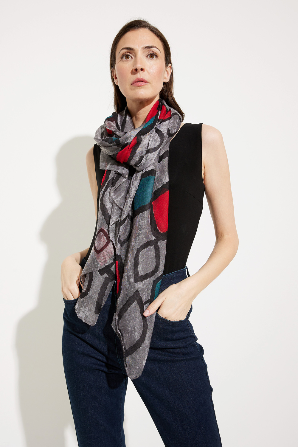 Abstract Detail Scarf P23135. Multi