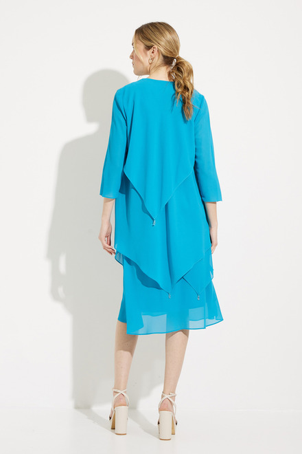 Asymmetric Tiered Dress with Jacket Style 8192010. Ocean. 2