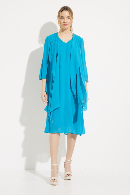 Asymmetric Tiered Dress with Jacket Style 8192010. Ocean. 5