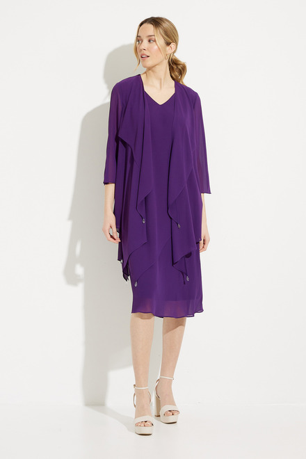 Asymmetric Tiered Dress with Jacket Style 8192010. Purple