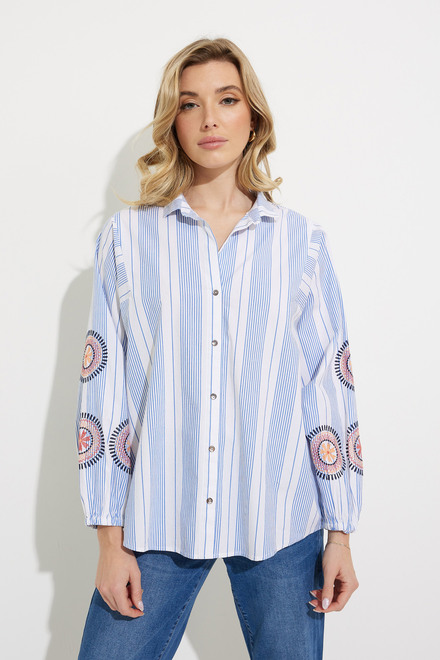 Embroidered Skies Shirt Style S231638. Blue Multi. 4