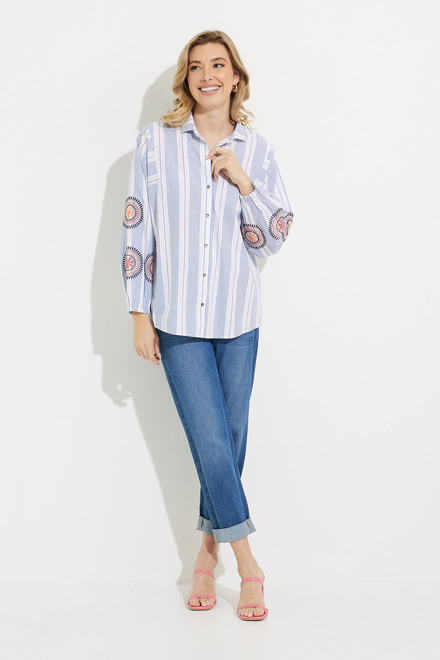 Embroidered Skies Shirt Style S231638. Blue Multi. 5