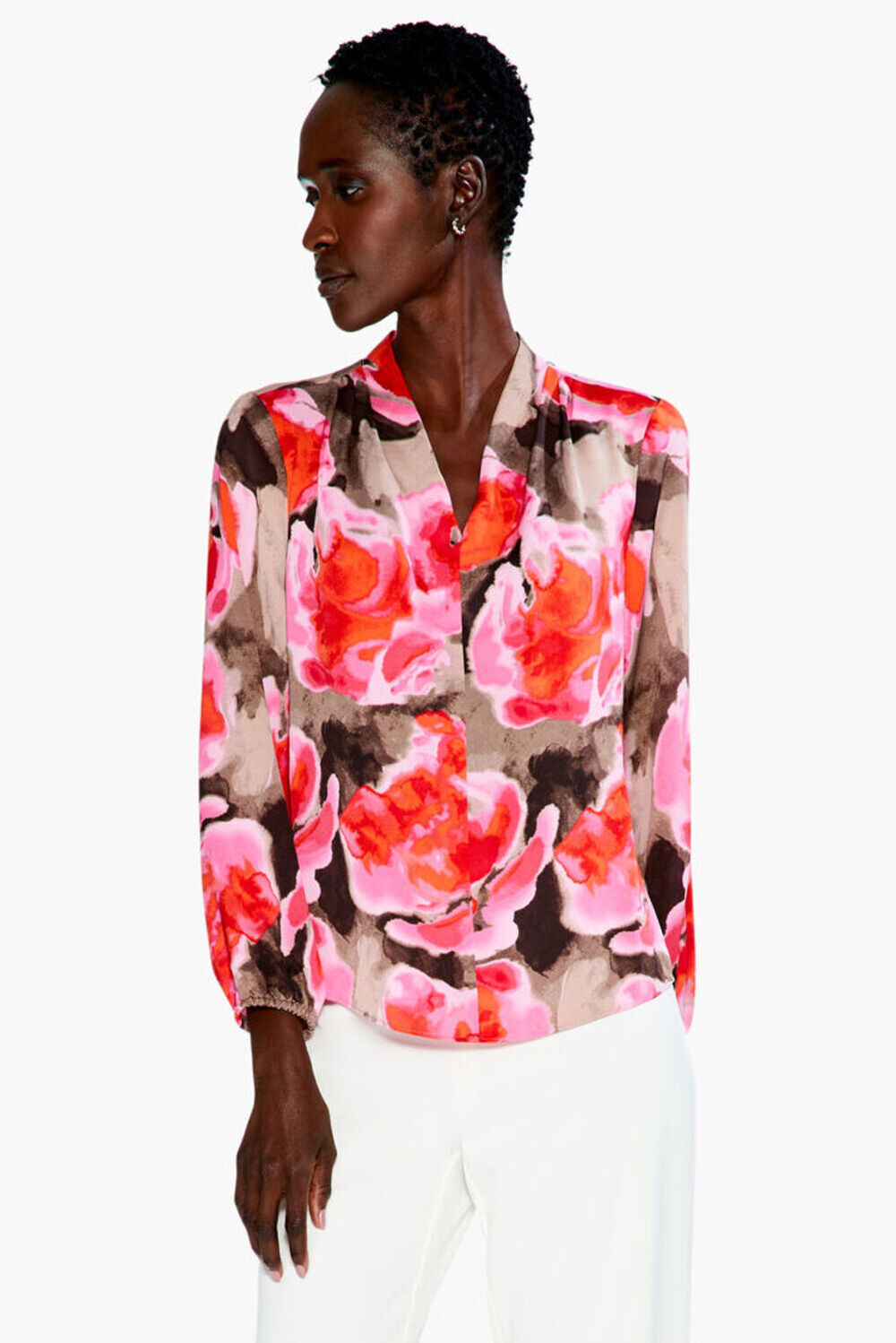 Floral Blouse Style S231603. Pink