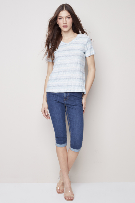 Linen T-Shirt Style C1231. Cerulean. 4