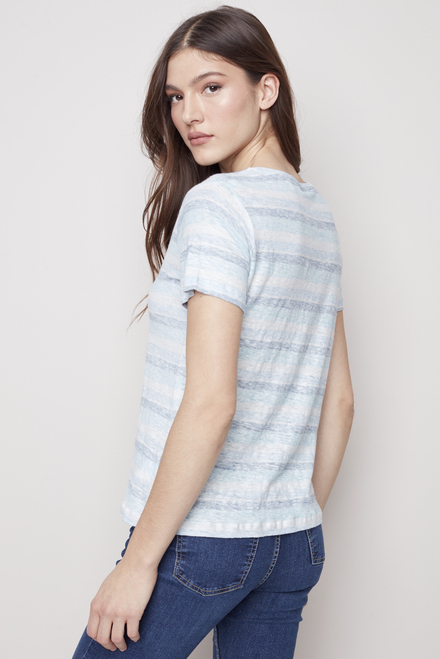 Linen T-Shirt Style C1231. Cerulean. 2