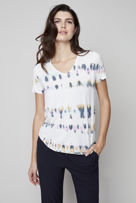 Printed V-Neck Top Style C1312