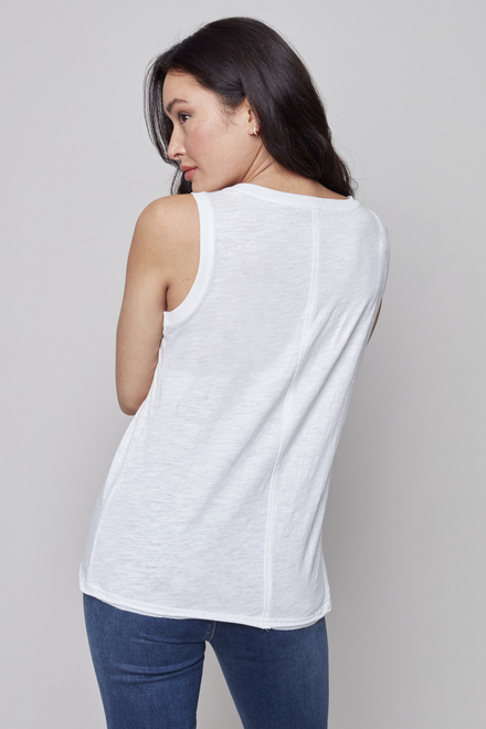 T-shirt sans manches mod&egrave;le C1313. Blanc. 2