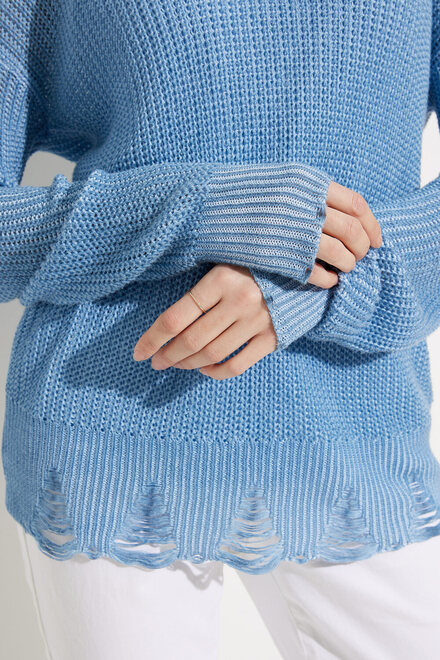 Thread Detail Knit Sweater Style C2498. Cerulean. 3