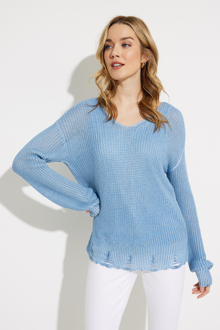 Thread Detail Knit Sweater Style C2498. Cerulean. 4