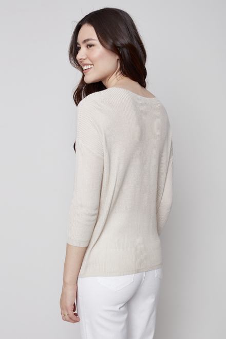 Graphic Front Knit Top Style C2514. Natural. 2