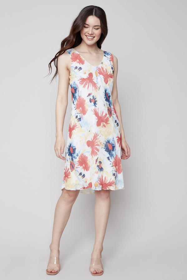 Printed V-Neck Dress Style C3130. Poppy
