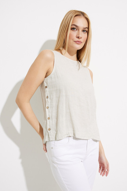 Sleeveless Button Detail Top Style C4425. Natural