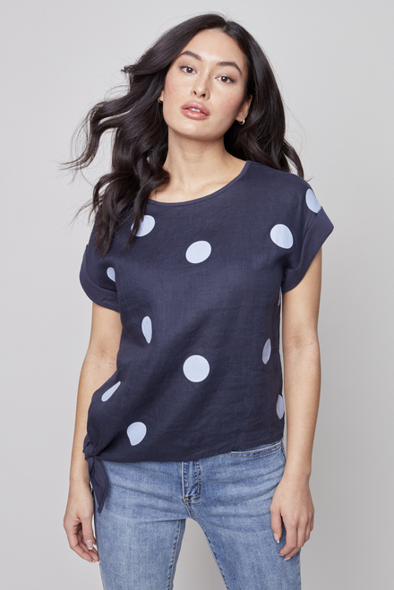 Tie-Front Polka Dot Top Style C4483