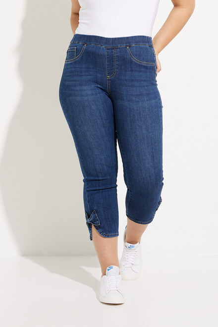 Bow Detail Cropped Jeans Style C5333R. Indigo. 2