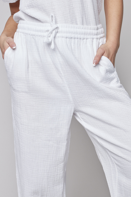 Wide Leg Drawstring Pants Style C5339. White. 3