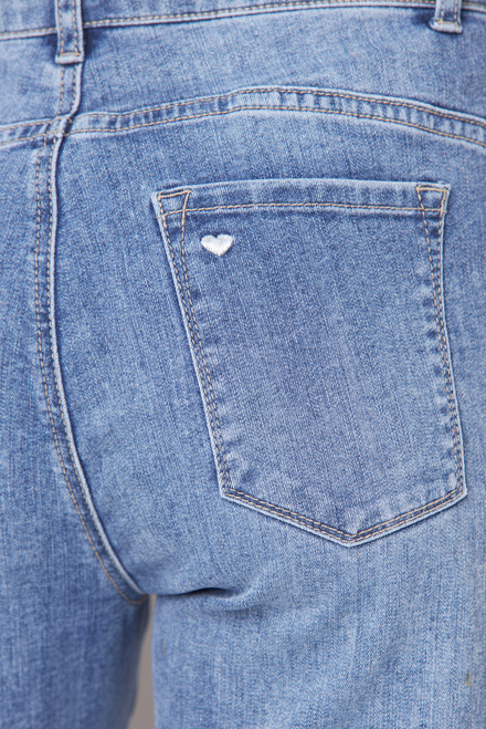 Embroidered Hearts Denim Pant Style C5396. Silver Hearts. 3