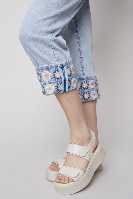Embroidered Detail Jeans Style C5418. Lt. Blue. 3