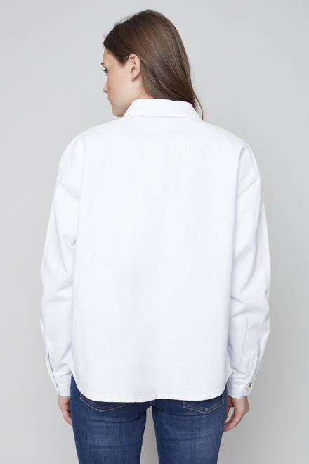 Veste en jean ample boutonn&eacute;e Mod&egrave;le C6248    . Blanc. 4