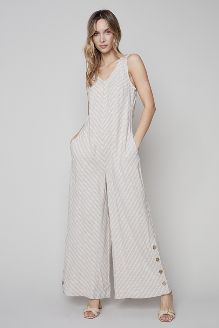 Printed Wide Leg Jumpsuit Style C9008P. Natural. 4