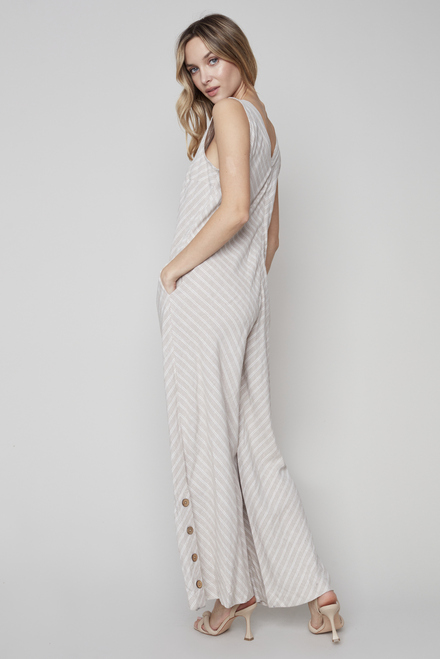 Printed Wide Leg Jumpsuit Style C9008P. Natural. 2