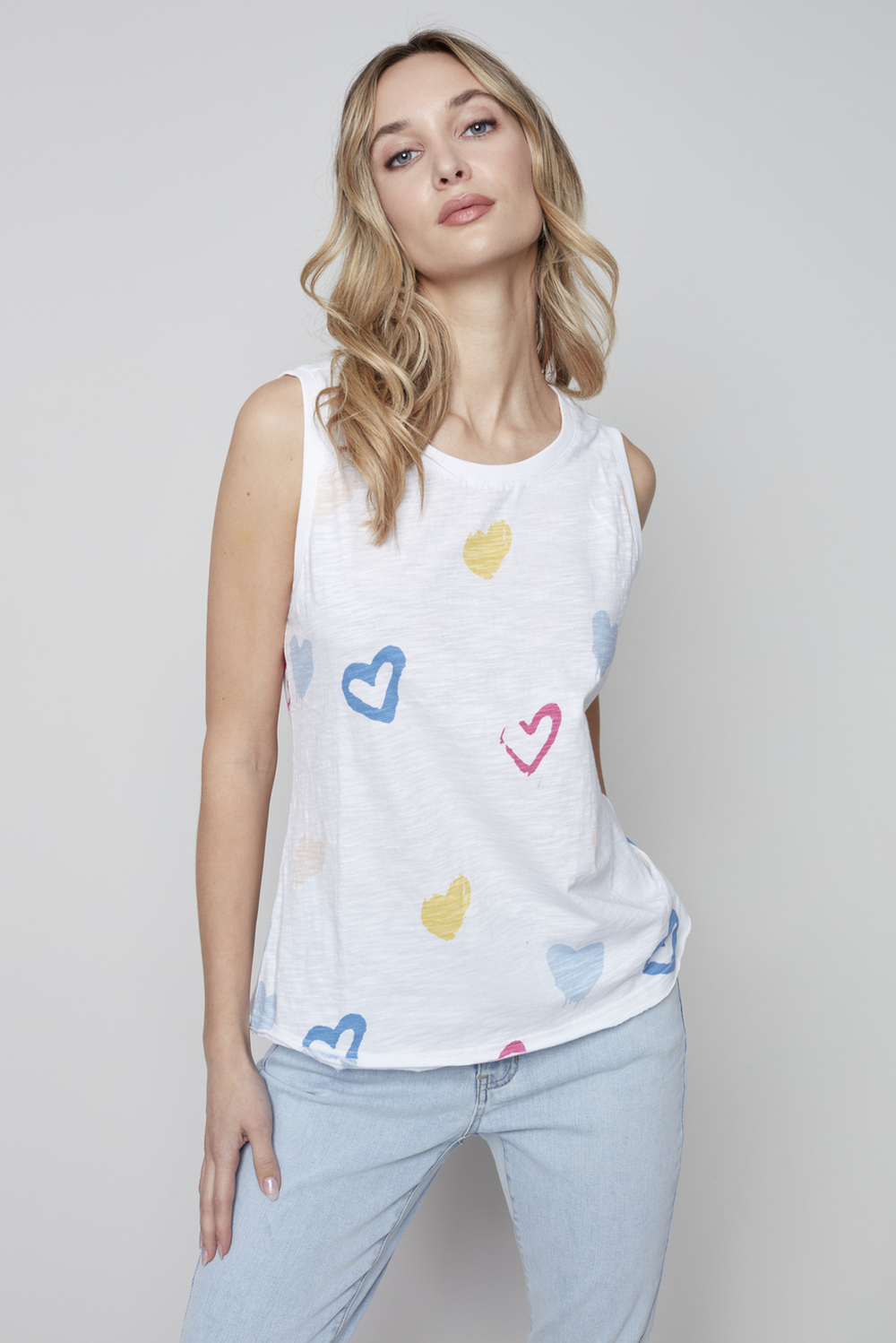 Printed Sleeveless Top Style C1313. Hearts