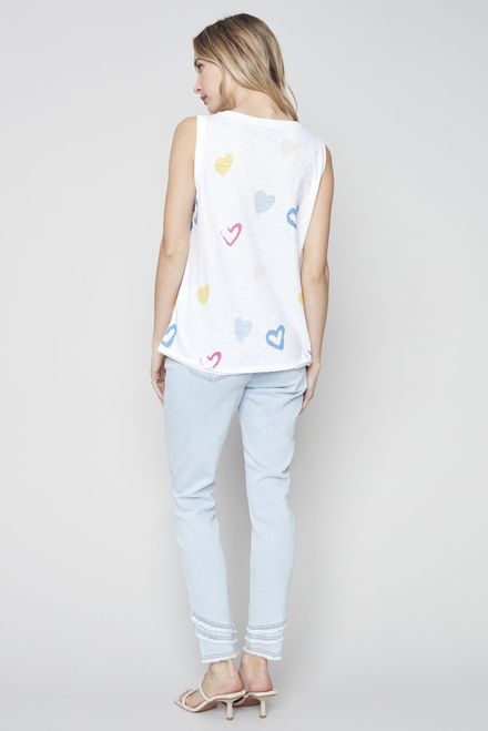 Printed Sleeveless Top Style C1313. Hearts. 2