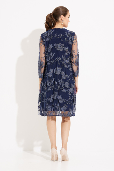 Embroidered Lace Jacket with Jersey Dress Style 81122202. Navy. 3
