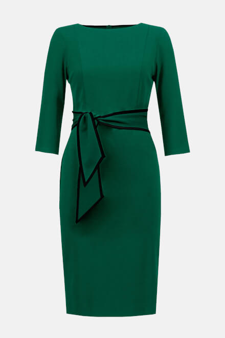 Contrast Trim 3/4 Sleeve Dress Style 221210TT. True Emerald/black. 6