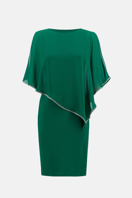 Jewel Trim Chiffon Overlay Dress Style 223762TT. True Emerald. 6
