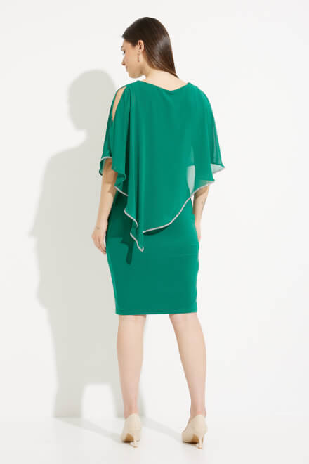 Jewel Trim Chiffon Overlay Dress Style 223762TT. True Emerald. 2