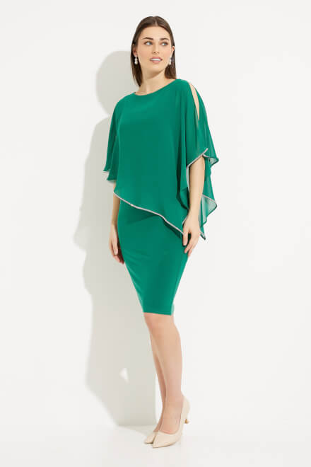 Jewel Trim Chiffon Overlay Dress Style 223762TT. True Emerald. 5