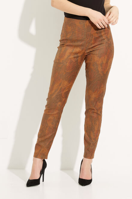 Clean Front Printed Pants Style 233000. Brown/Multi