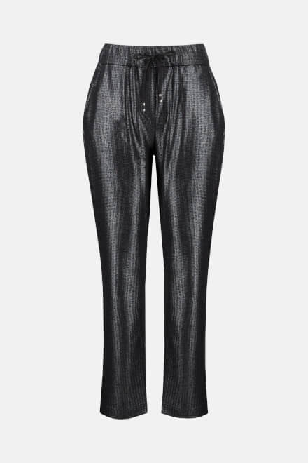 Metallic Drawstring Pants Style 233001. Black/silver. 6