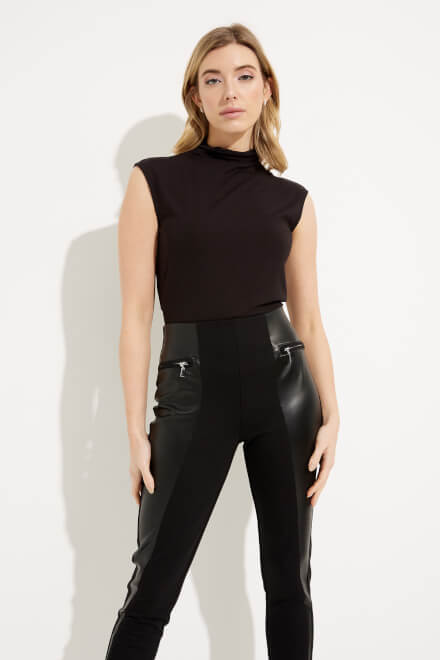 Faux Leather Pull-On Pants Style 233012. Black. 3