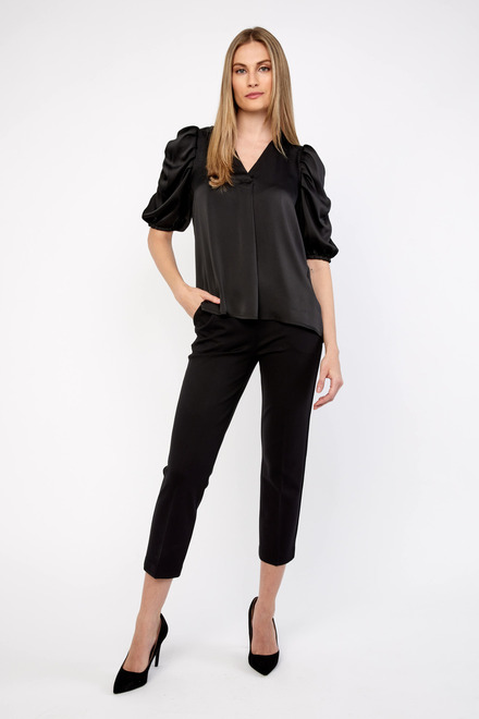 Silky Ruffle Sleeves Top Style 233026. Black. 4
