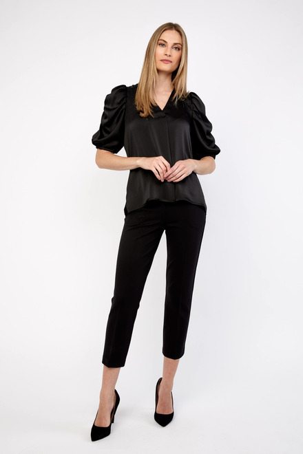 Silky Ruffle Sleeves Top Style 233026. Black. 5