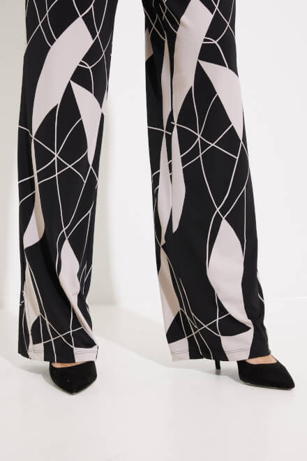 Abstract Print Wide Leg Pants Style 233034. Black/moonstone. 4