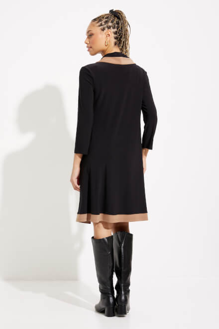 Contrast Trim Dress Style 233035. Black/nutmeg. 2