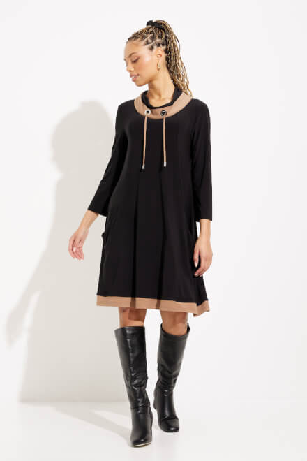 Contrast Trim Dress Style 233035. Black/nutmeg. 5
