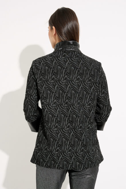 Faux Leather Printed Coat Style 233059. Grey Melange/black. 2