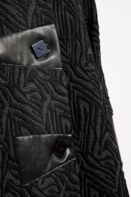 Faux Leather Printed Coat Style 233059. Grey Melange/black. 4