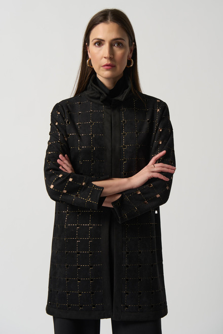 Perforated Long Jacket Style 233061. Black/gold. 2
