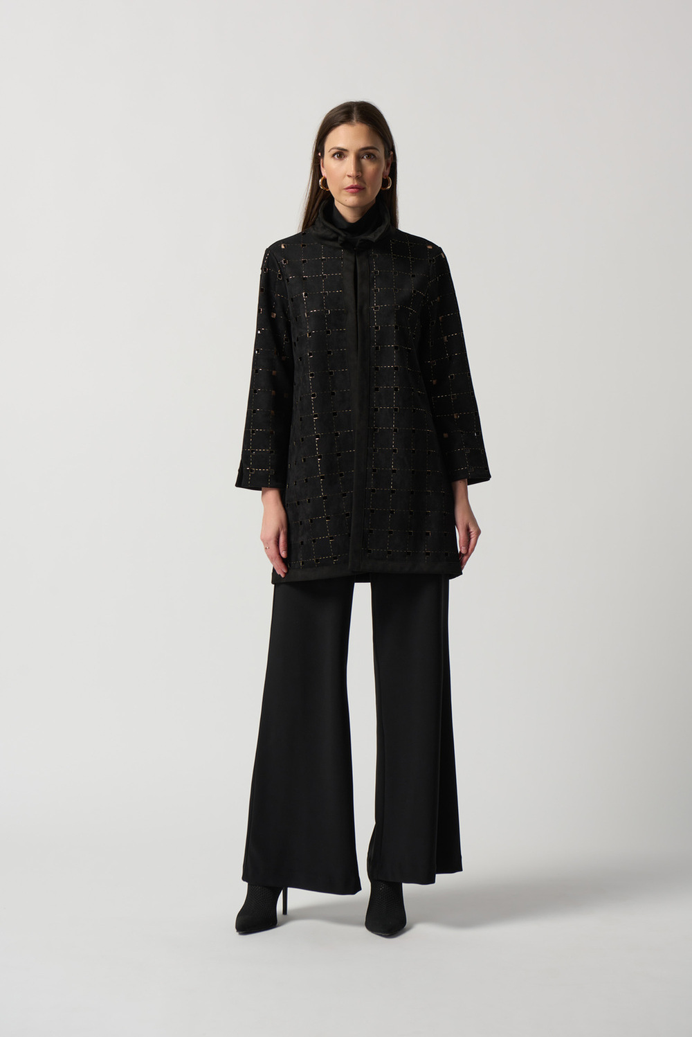 Perforated Long Jacket Style 233061. Black/gold