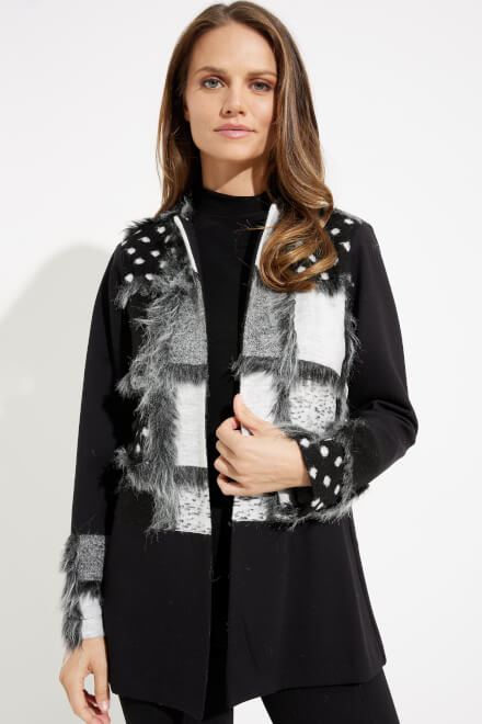 Faux Fur Detail Coat Style 233062. Black/grey. 3