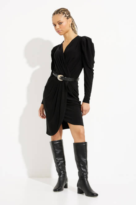 Mini Wrap Front Dress Style 233075. Black. 5