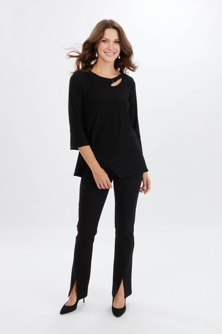 Keyhole Detail Bell Sleeve Top Style 233081. Black