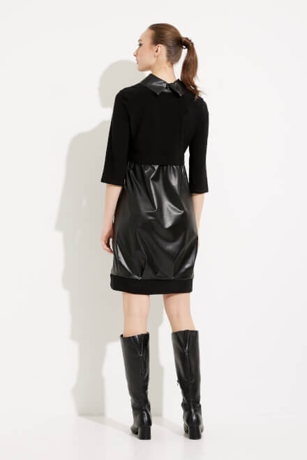 Faux Leather Cocoon Dress Style 233091. Black. 2