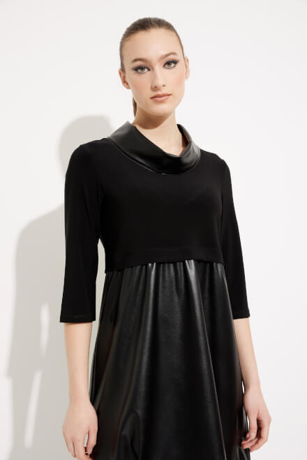 Faux Leather Cocoon Dress Style 233091. Black. 3
