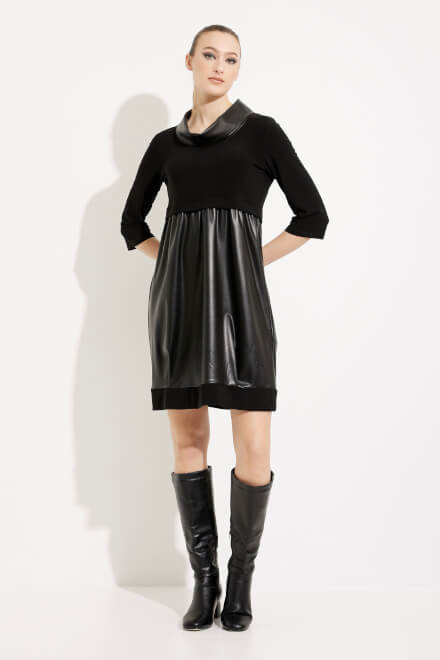 Faux Leather Cocoon Dress Style 233091. Black. 5
